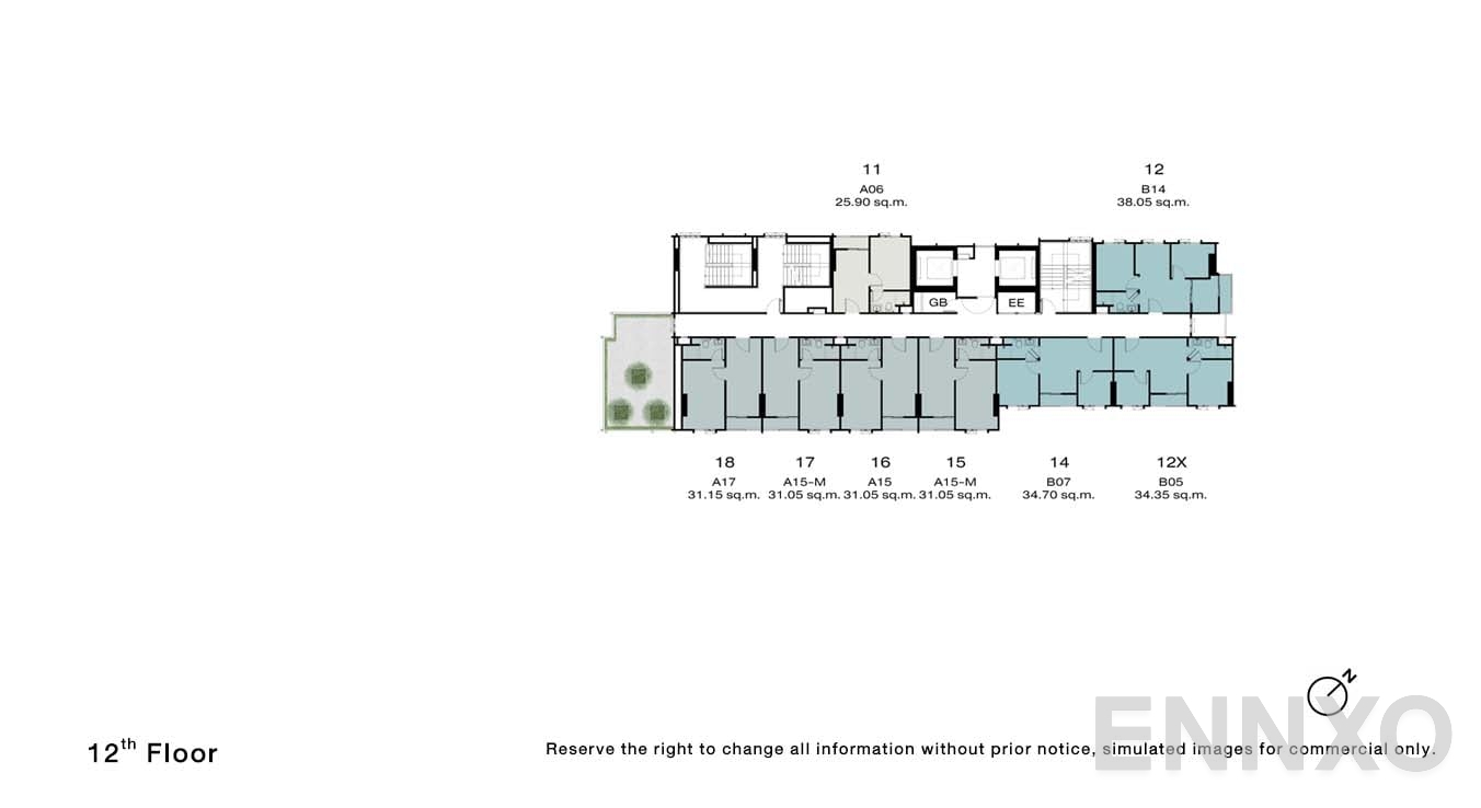 แปลนชั้น 12 Floor ของโครงการ NUE Riverest Ratburana