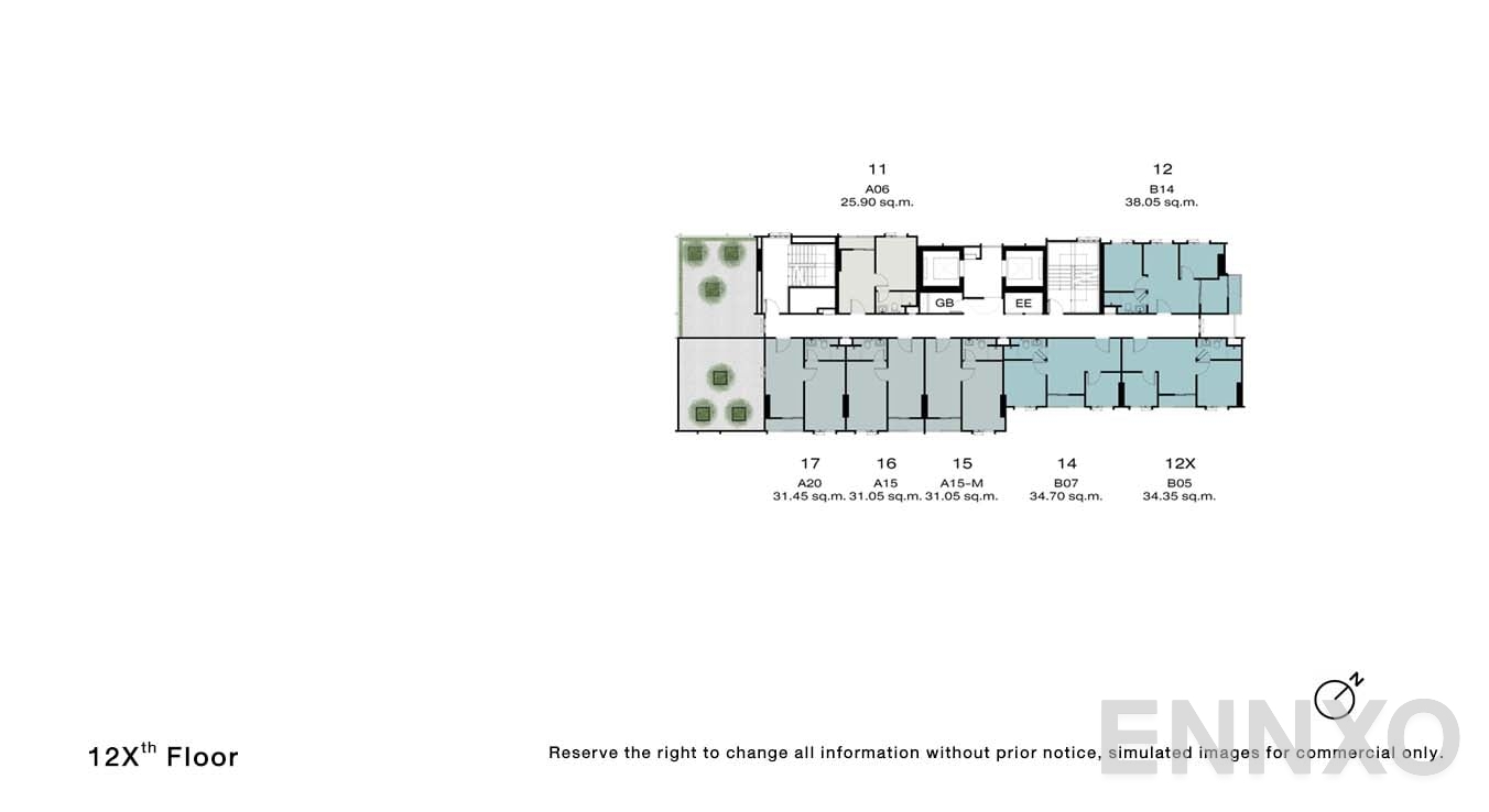 แปลนชั้น 12X Floor ของโครงการ NUE Riverest Ratburana