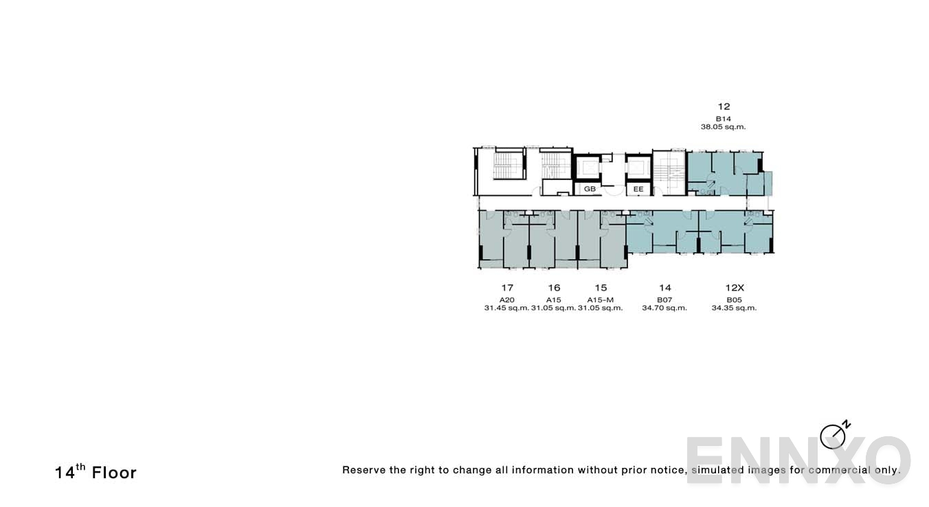 แปลนชั้น 14 Floor ของโครงการ NUE Riverest Ratburana