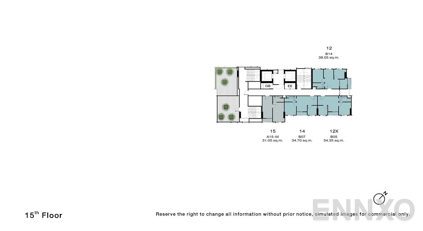 แปลนชั้น 15 Floor ของโครงการ NUE Riverest Ratburana