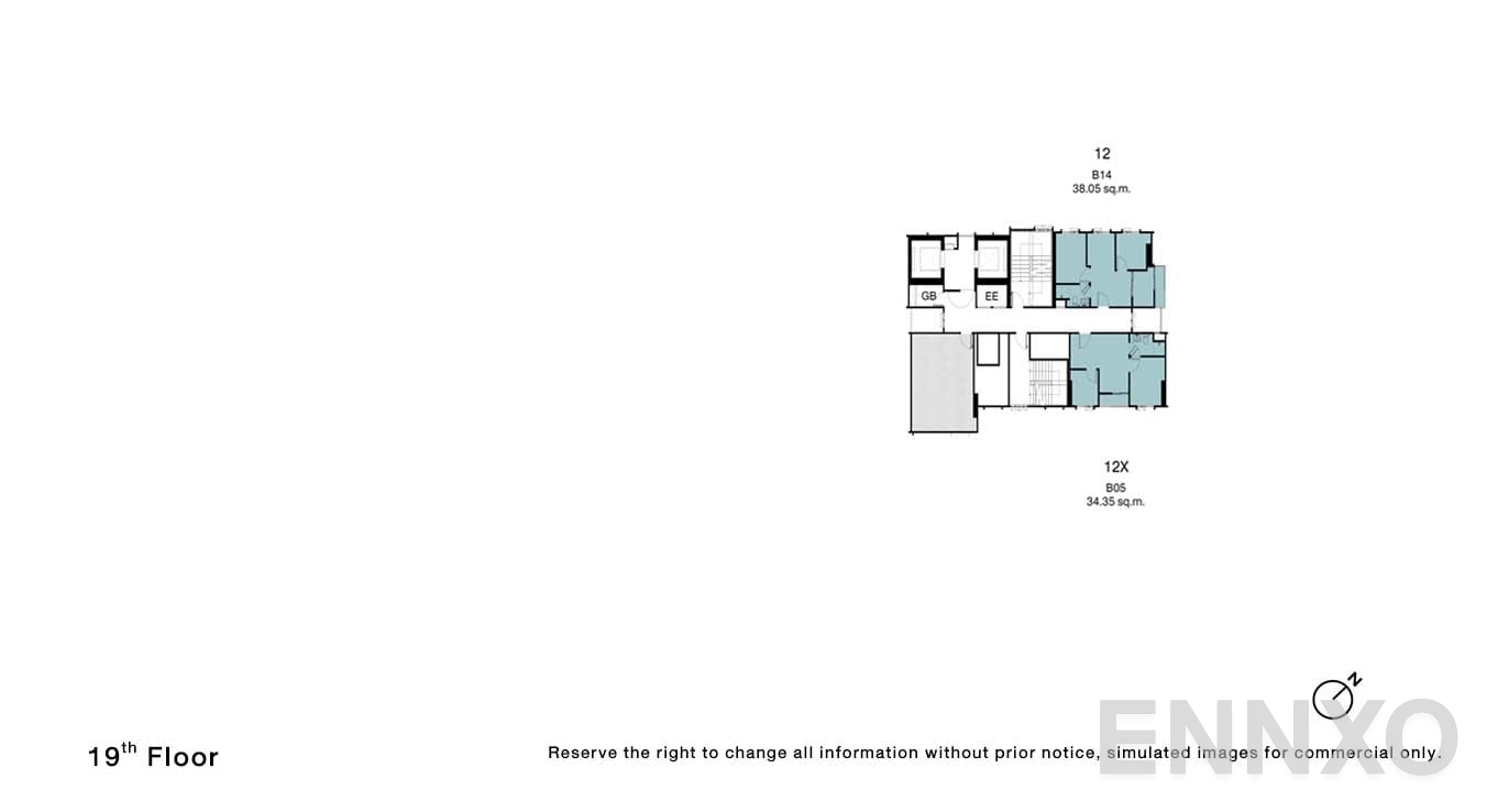 แปลนชั้น 19 Floor ของโครงการ NUE Riverest Ratburana