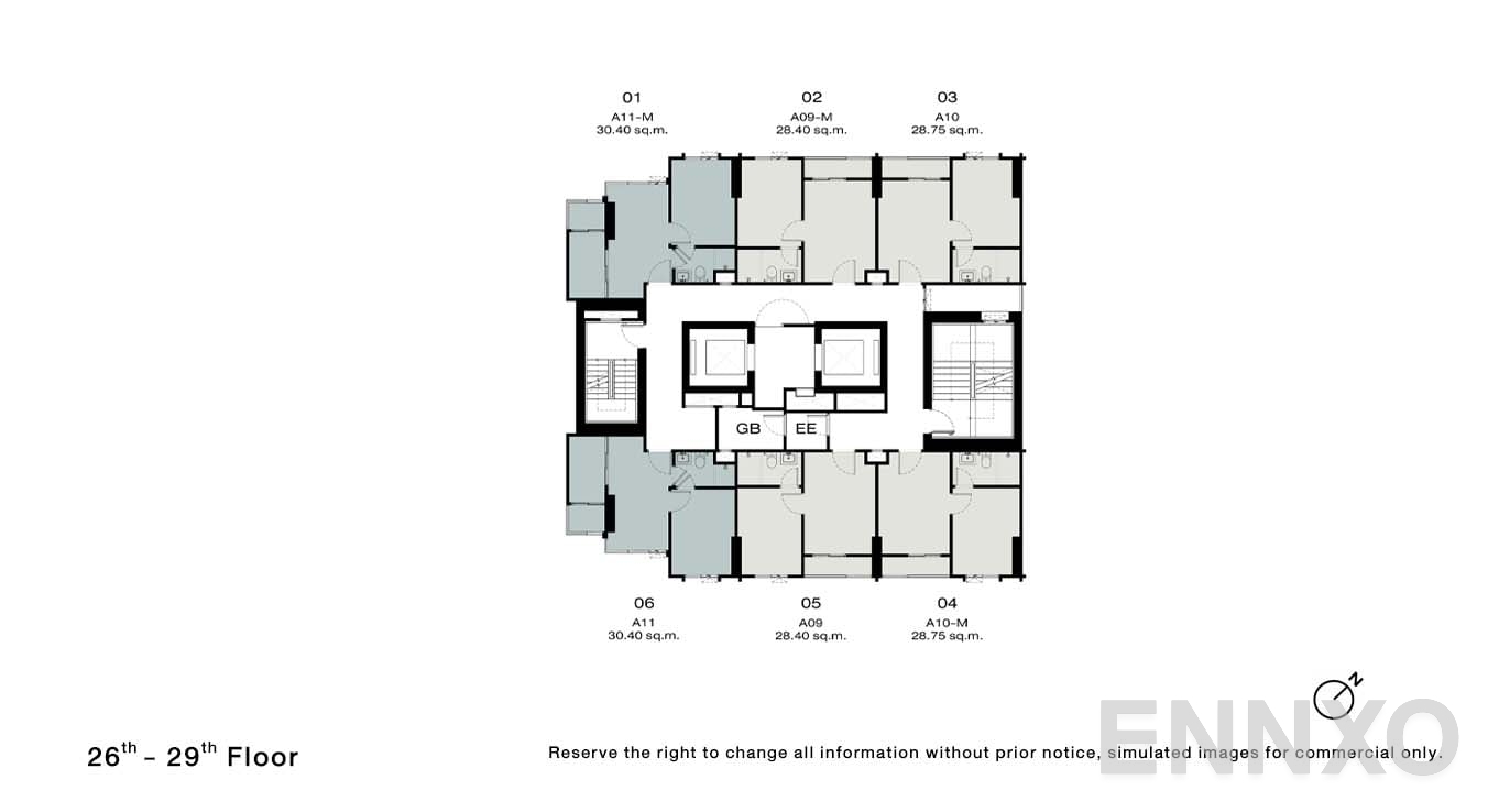 แปลนชั้น 26 - 29 Floor ของโครงการ NUE Riverest Ratburana