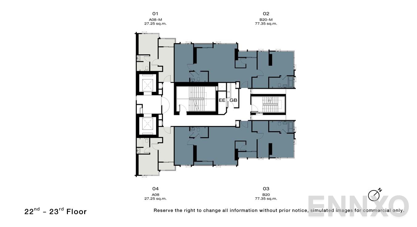 แปลนชั้น 22 - 23 Floor ของโครงการ NUE Riverest Ratburana