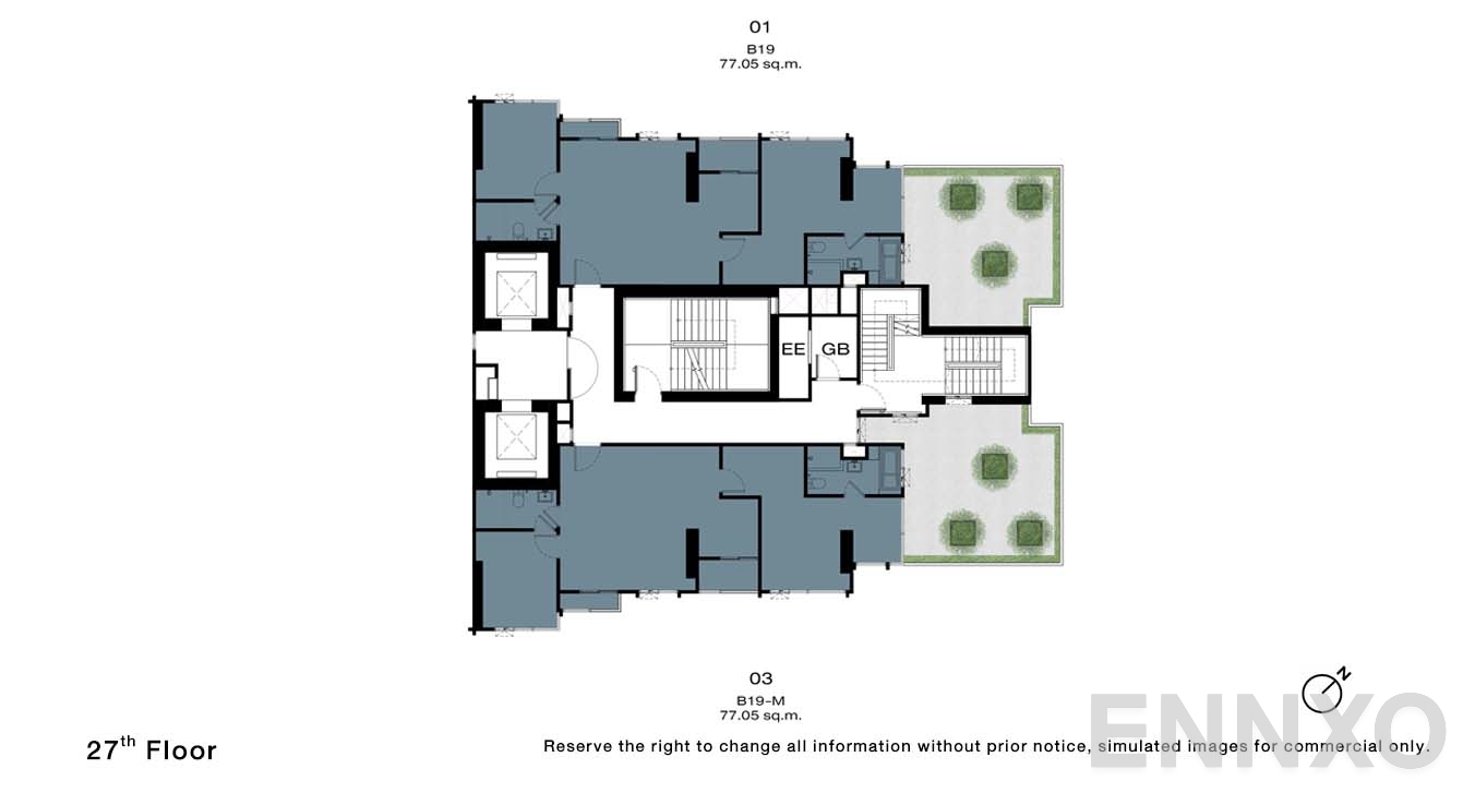 แปลนชั้น 27 Floor ของโครงการ NUE Riverest Ratburana