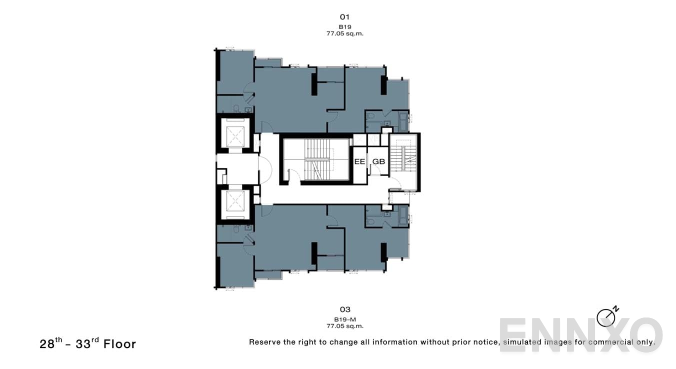แปลนชั้น 28 - 33 Floor ของโครงการ NUE Riverest Ratburana