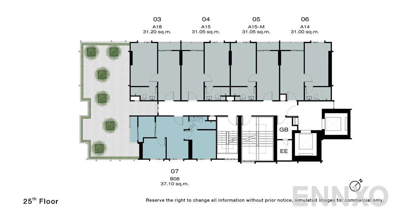 แปลนชั้น 25 Floor ของโครงการ NUE Riverest Ratburana