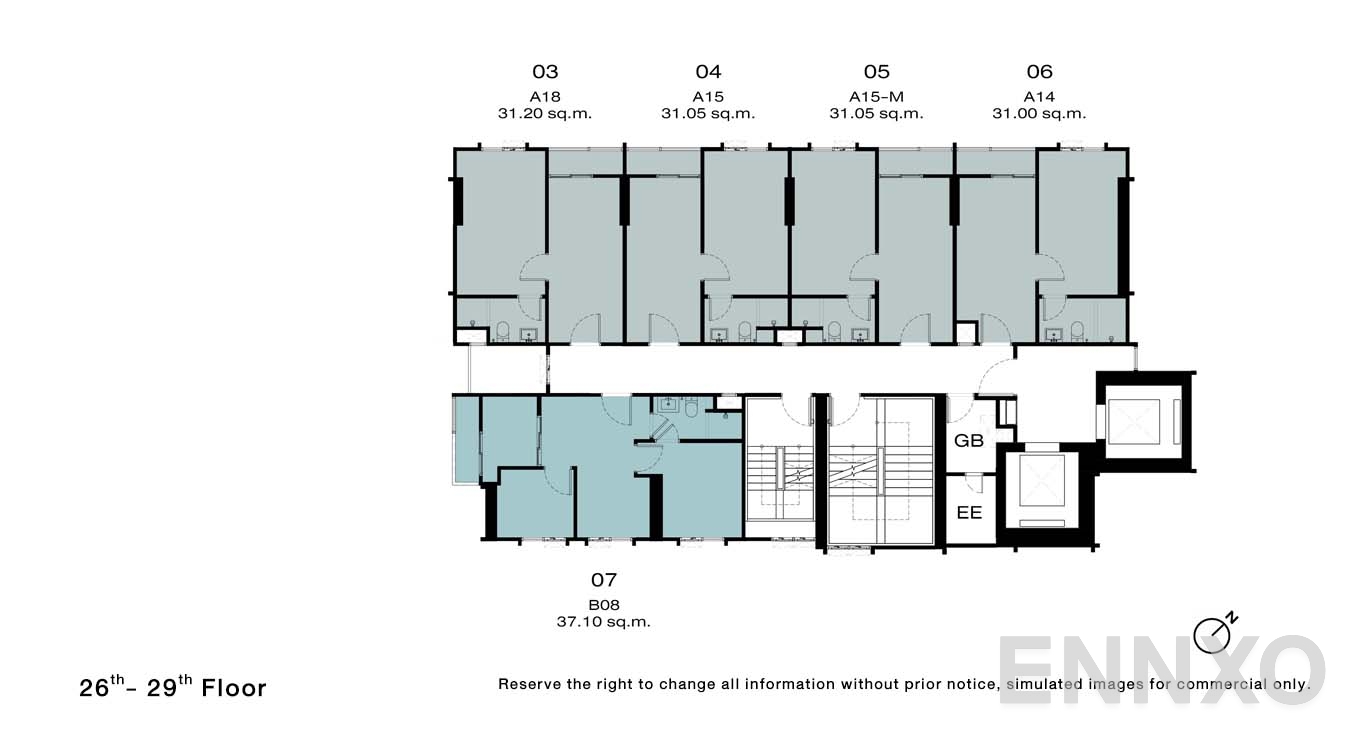 แปลนชั้น 26 - 29 Floor ของโครงการ NUE Riverest Ratburana