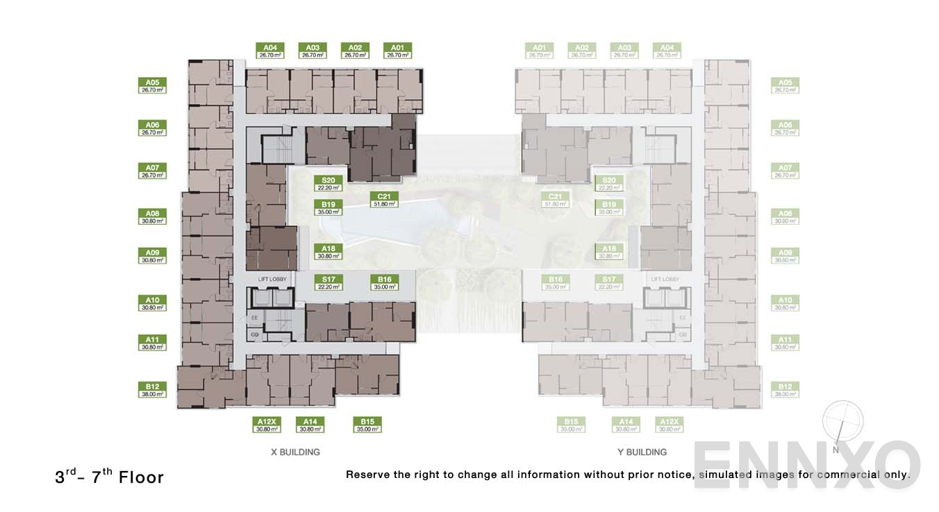 แปลนชั้น 3 - 7 Floor ของโครงการ นิว ซี - สแควร์ สวนหลวง สเตชั่น