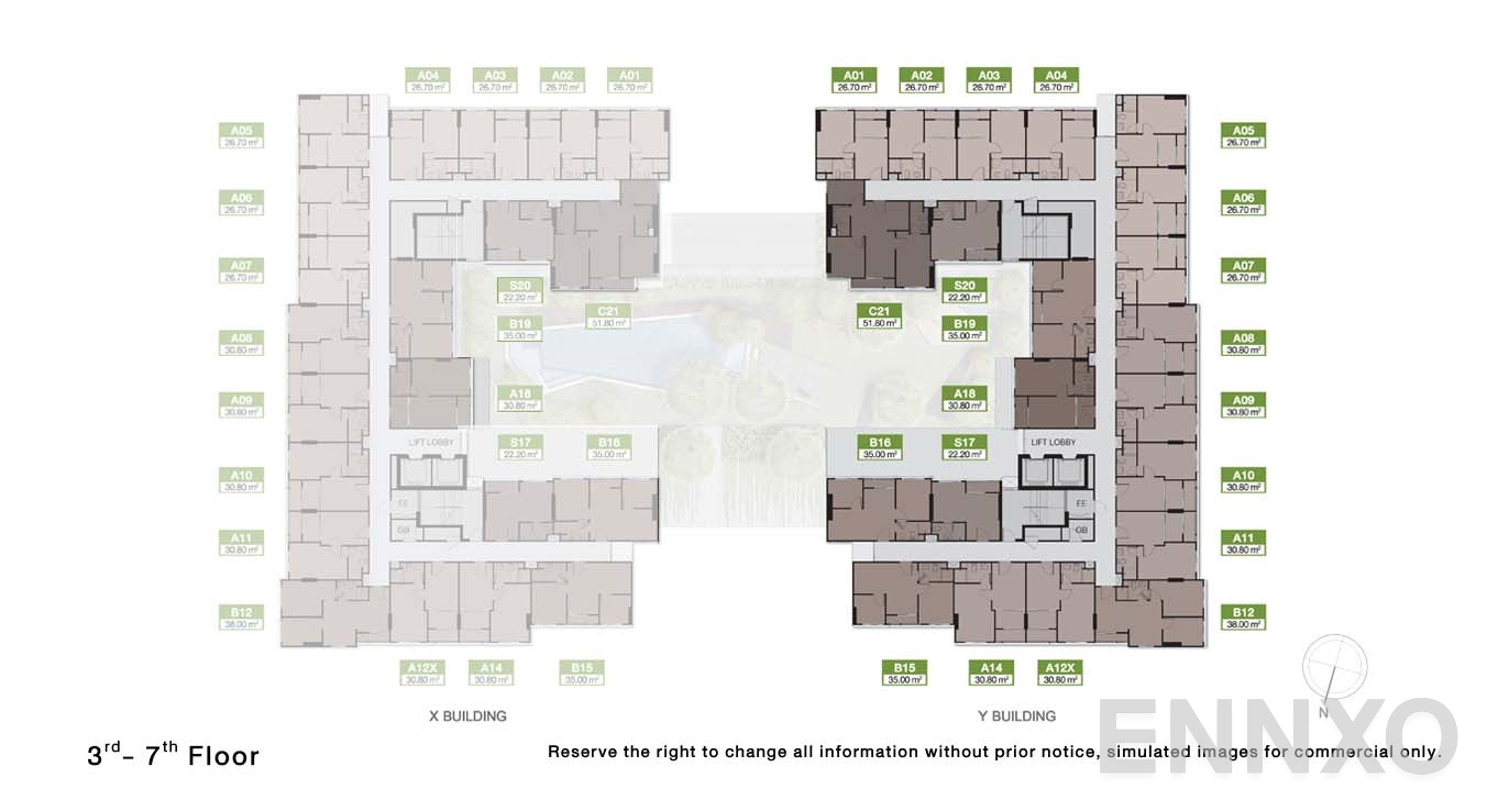 แปลนชั้น 3 - 7 Floor ของโครงการ นิว ซี - สแควร์ สวนหลวง สเตชั่น