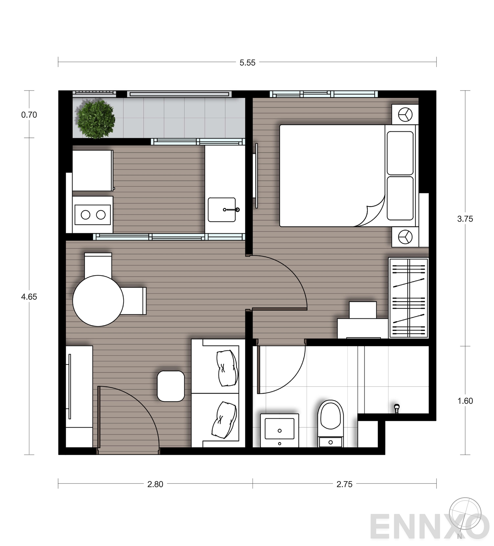 รูปแปลนห้อง A01 ของโครงการ นิว ซี - สแควร์ สวนหลวง สเตชั่น