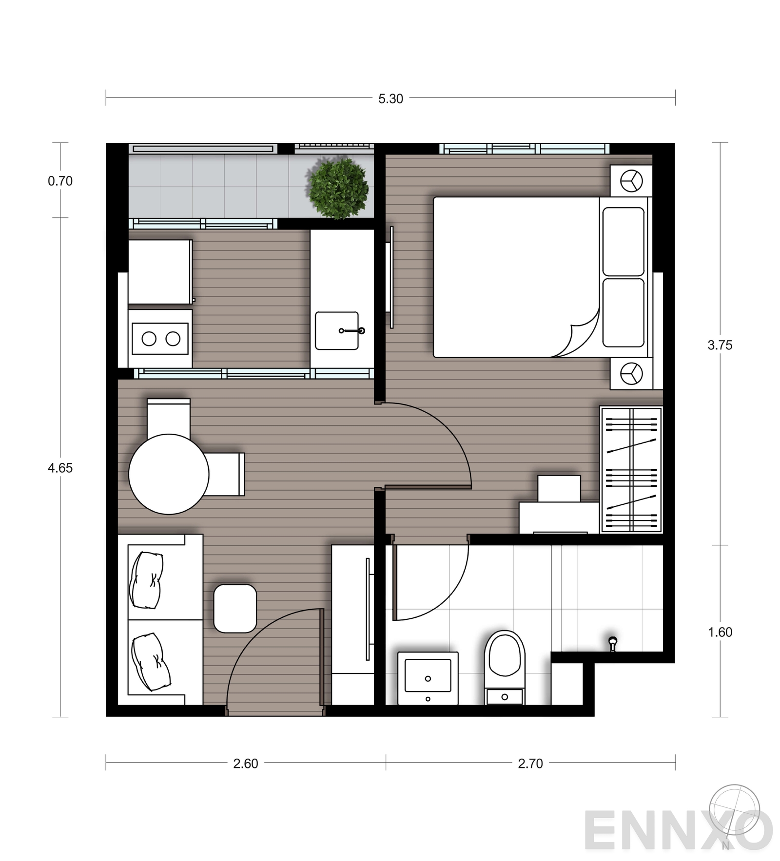 รูปแปลนห้อง A02 ของโครงการ นิว ซี - สแควร์ สวนหลวง สเตชั่น