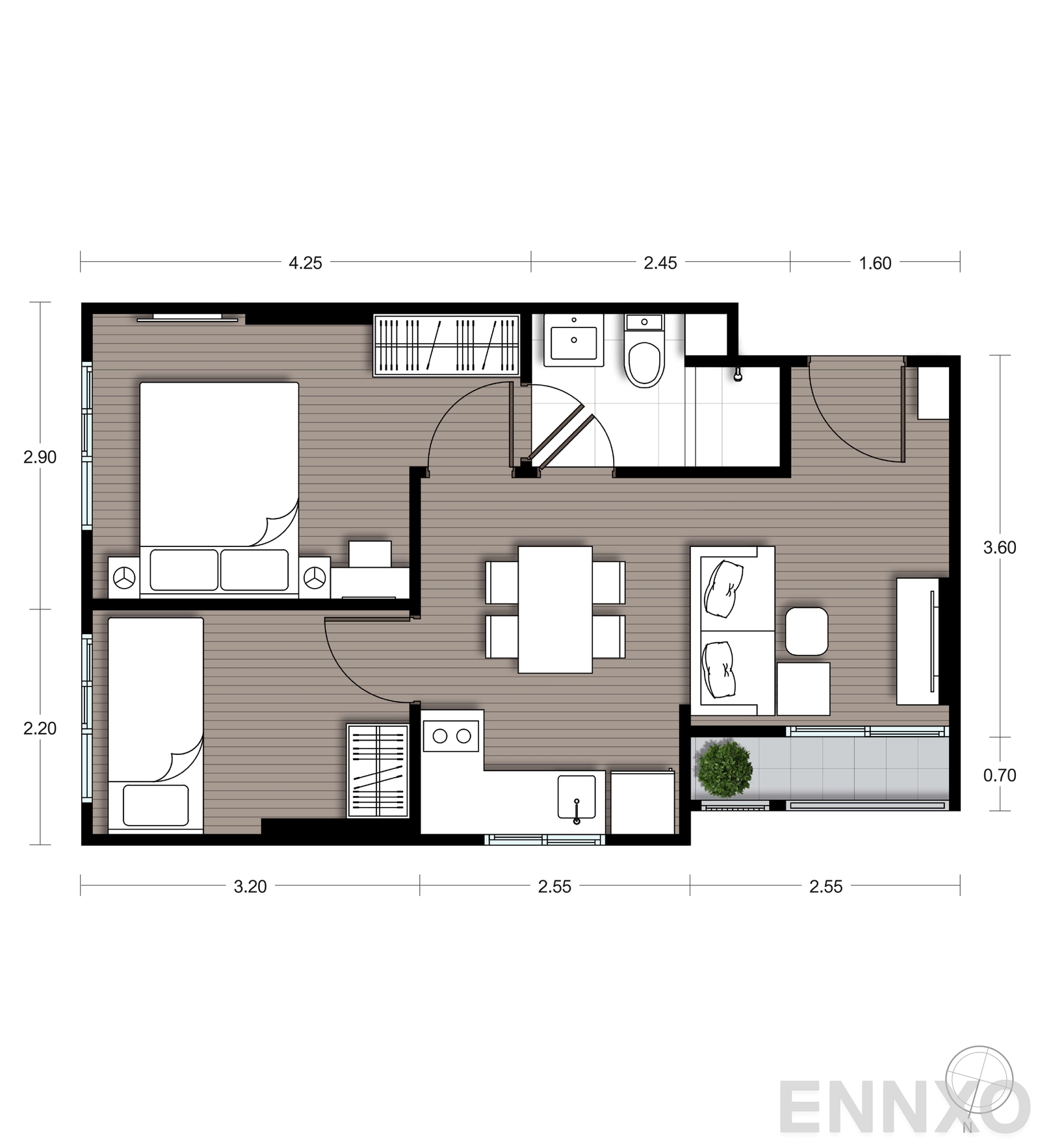รูปแปลนห้อง B12 ของโครงการ นิว ซี - สแควร์ สวนหลวง สเตชั่น