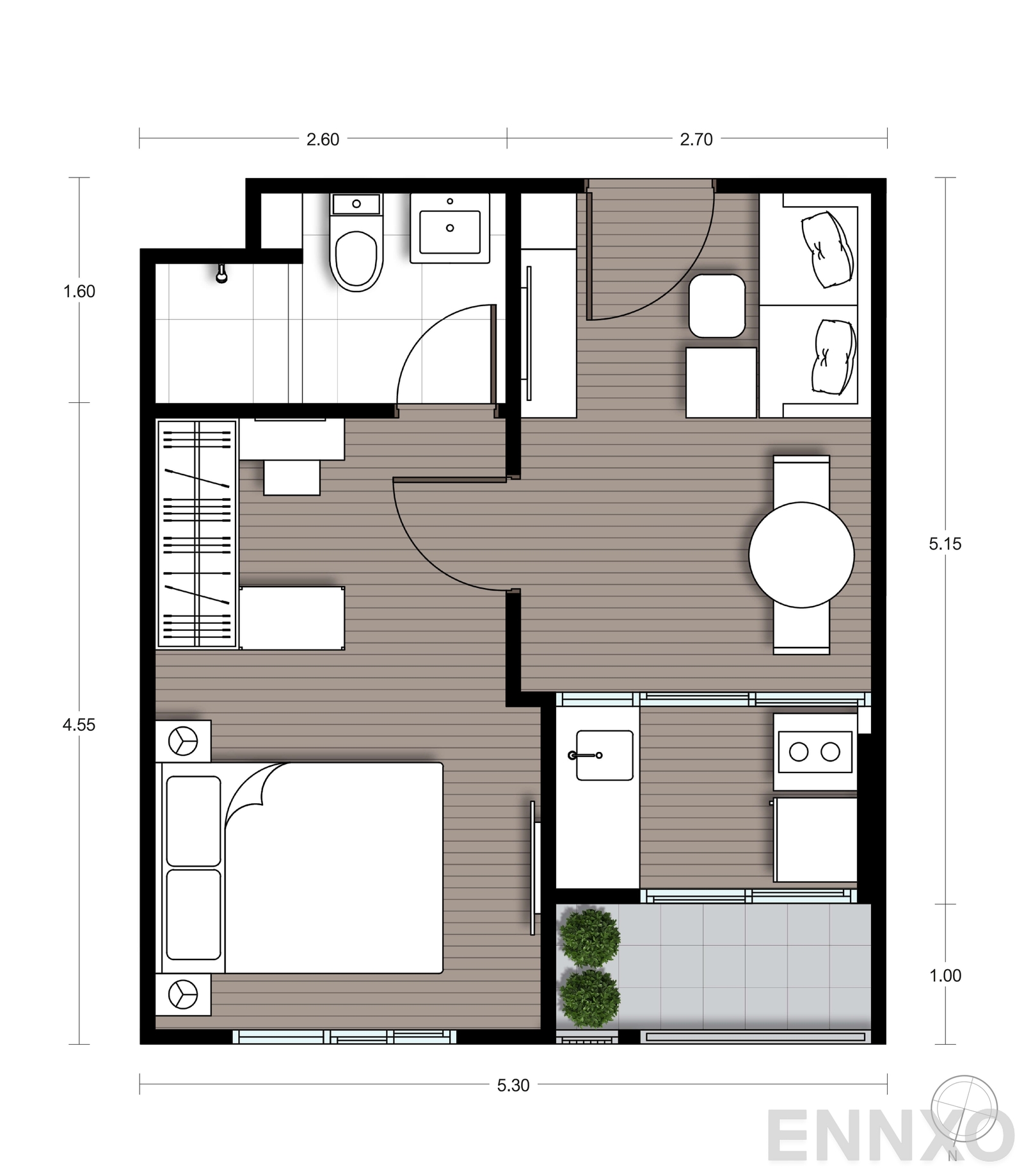 รูปแปลนห้อง A12X ของโครงการ นิว ซี - สแควร์ สวนหลวง สเตชั่น