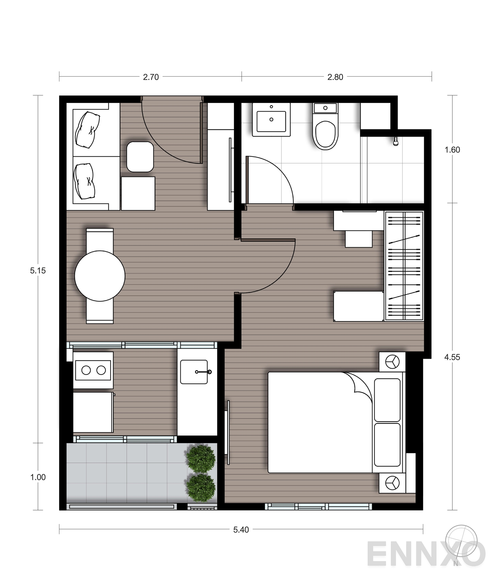 รูปแปลนห้อง A14 ของโครงการ นิว ซี - สแควร์ สวนหลวง สเตชั่น