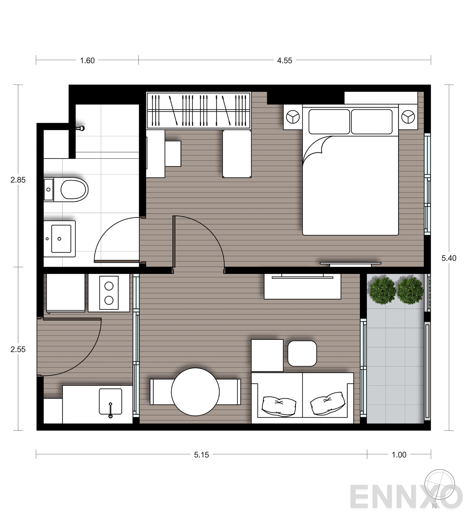 รูปแปลนห้อง A18 ของโครงการ นิว ซี - สแควร์ สวนหลวง สเตชั่น