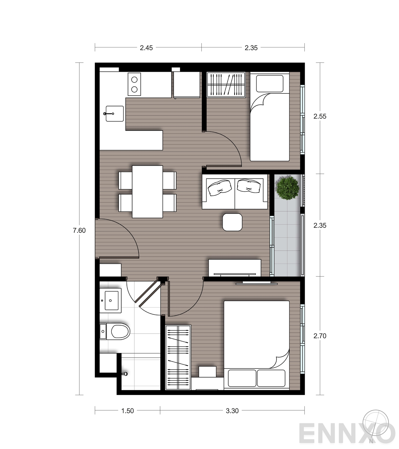 รูปแปลนห้อง B19 ของโครงการ นิว ซี - สแควร์ สวนหลวง สเตชั่น