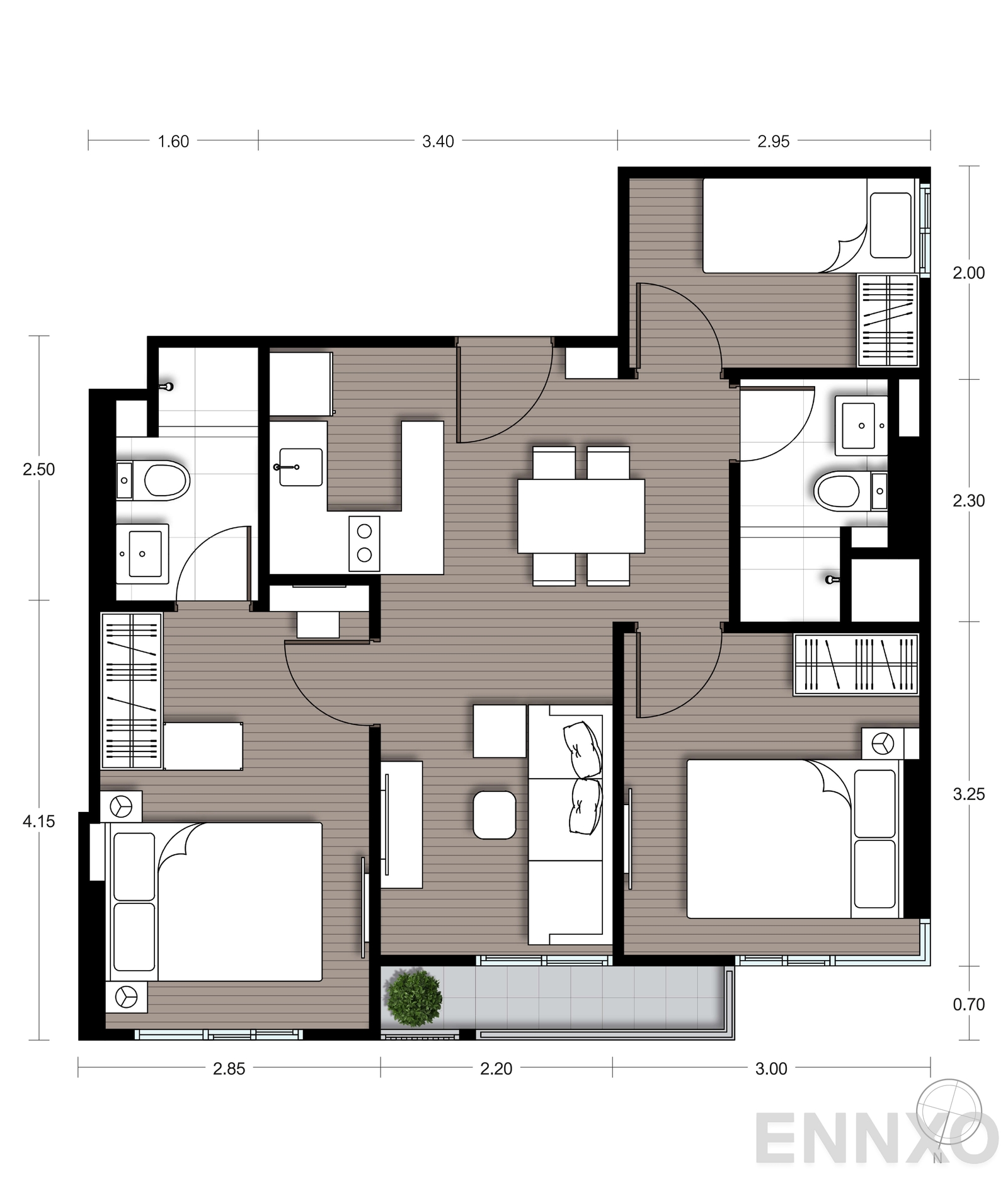 รูปแปลนห้อง C21 ของโครงการ นิว ซี - สแควร์ สวนหลวง สเตชั่น