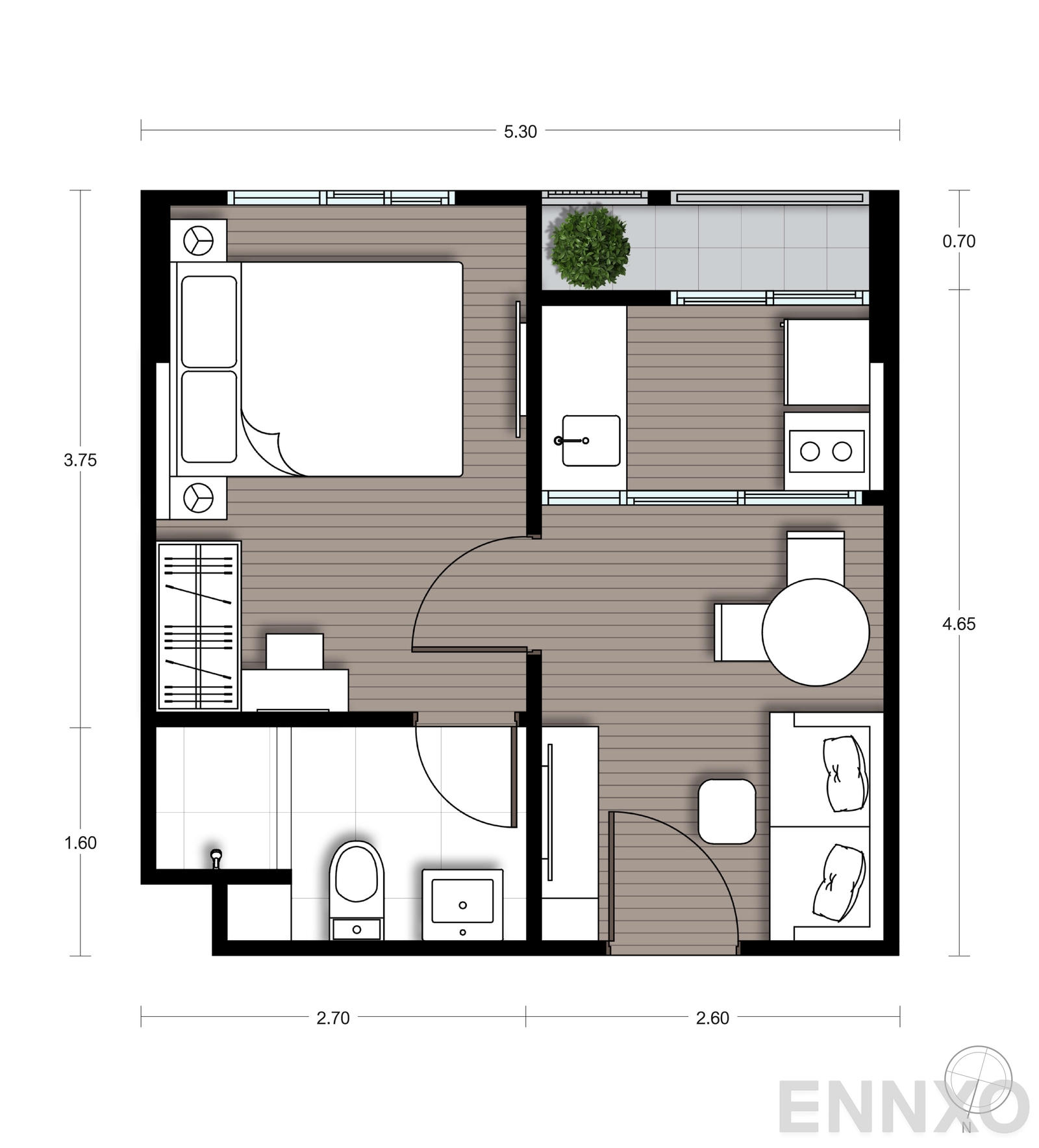 รูปแปลนห้อง A03 ของโครงการ นิว ซี - สแควร์ สวนหลวง สเตชั่น