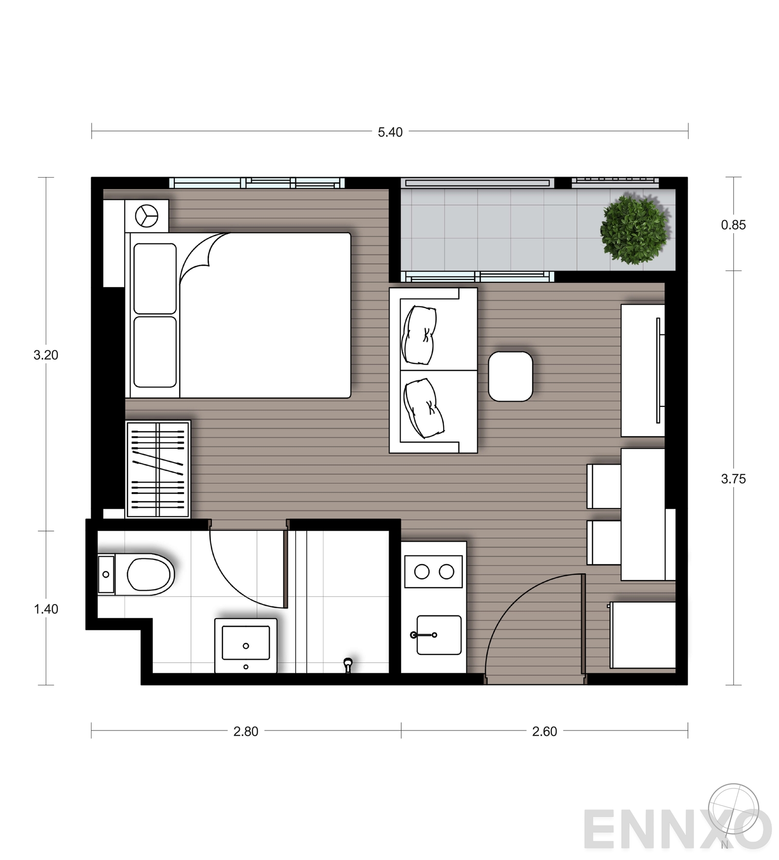 รูปแปลนห้อง S17 ของโครงการ นิว ซี - สแควร์ สวนหลวง สเตชั่น