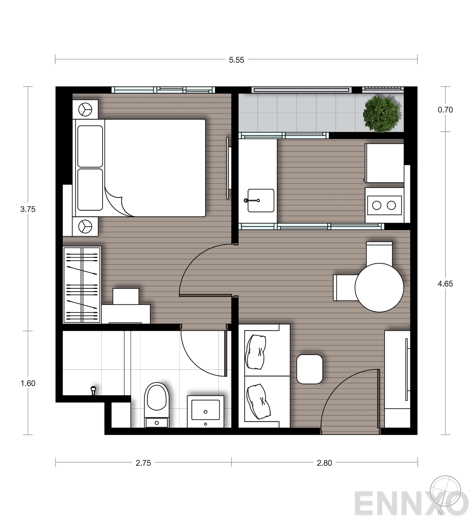 รูปแปลนห้อง A01 ของโครงการ นิว ซี - สแควร์ สวนหลวง สเตชั่น