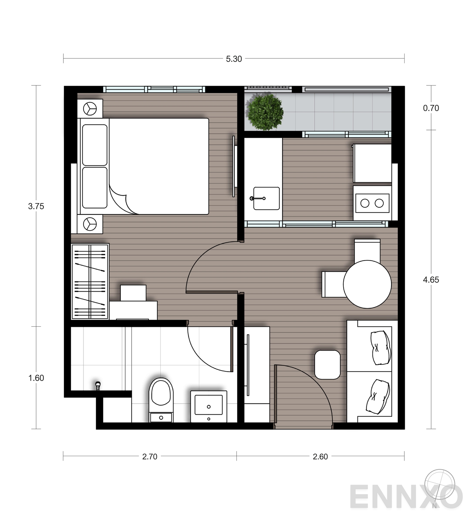 รูปแปลนห้อง A04 ของโครงการ นิว ซี - สแควร์ สวนหลวง สเตชั่น