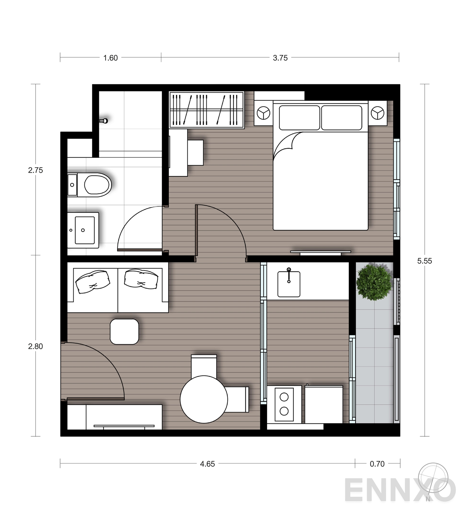 รูปแปลนห้อง A05 ของโครงการ นิว ซี - สแควร์ สวนหลวง สเตชั่น