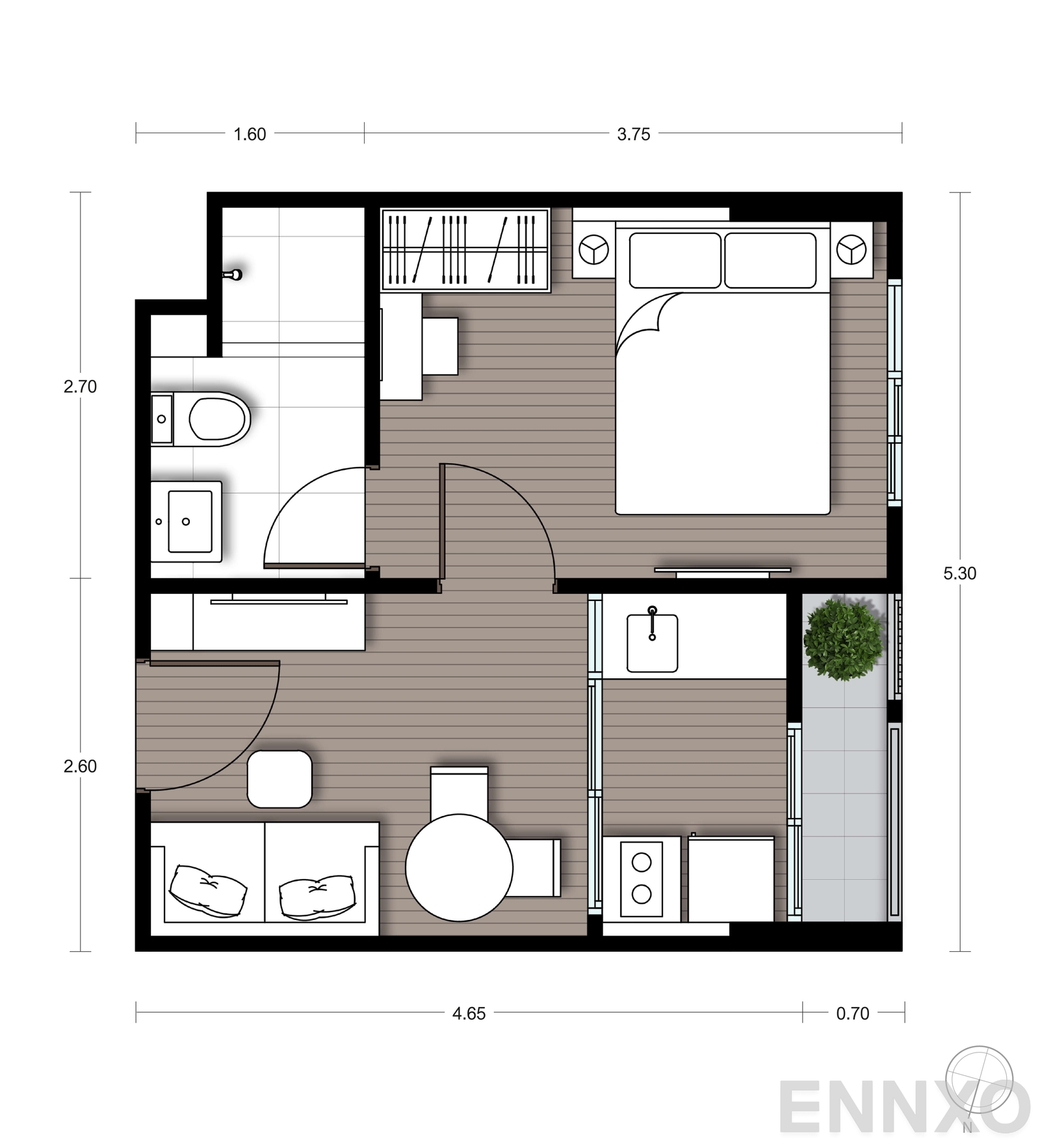 รูปแปลนห้อง A06 ของโครงการ นิว ซี - สแควร์ สวนหลวง สเตชั่น
