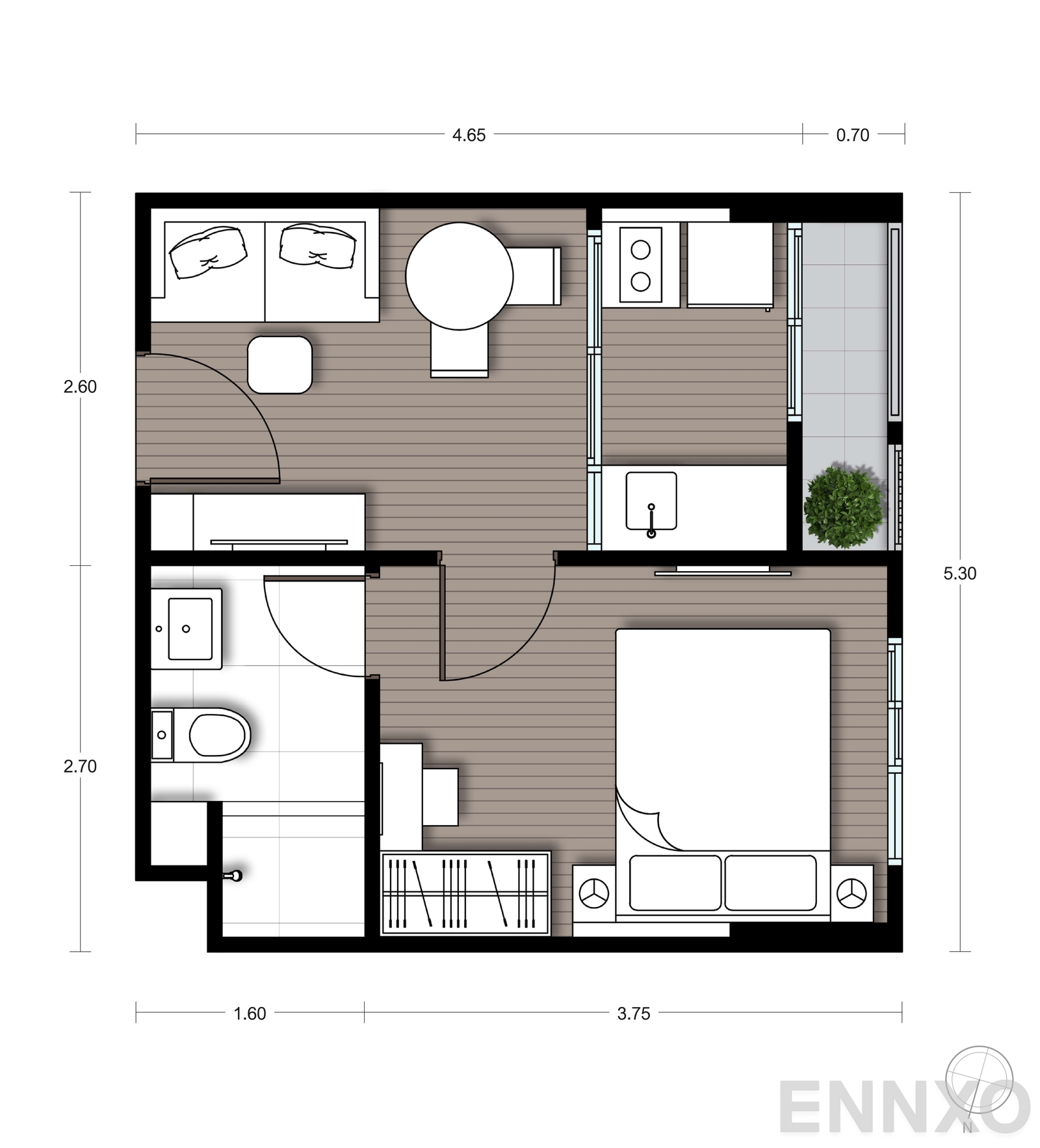 รูปแปลนห้อง A07 ของโครงการ นิว ซี - สแควร์ สวนหลวง สเตชั่น