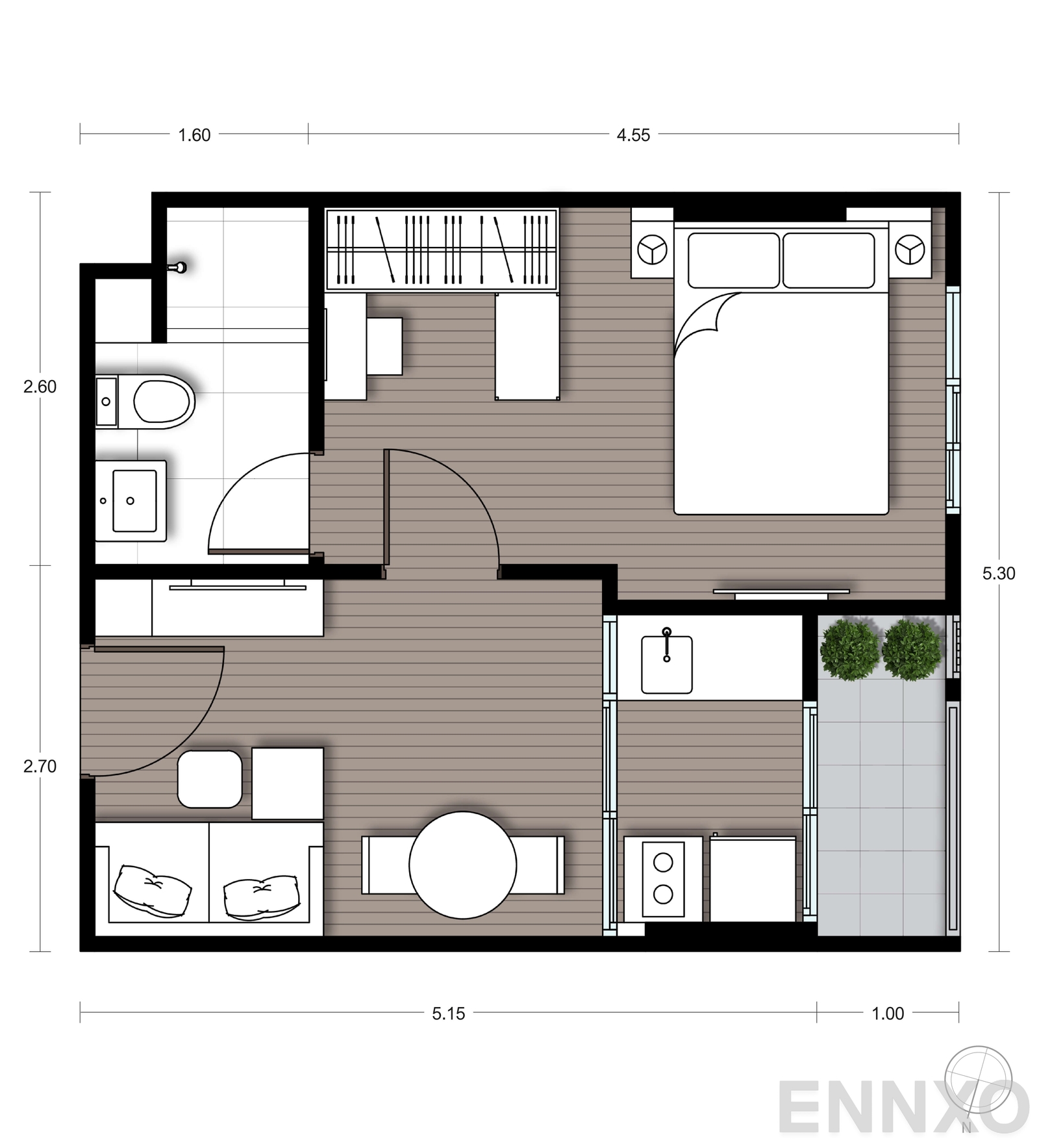 รูปแปลนห้อง A08 ของโครงการ นิว ซี - สแควร์ สวนหลวง สเตชั่น