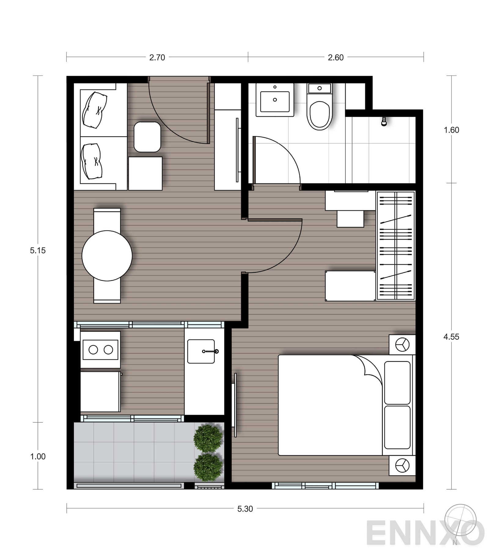 รูปแปลนห้อง A12X ของโครงการ นิว ซี - สแควร์ สวนหลวง สเตชั่น
