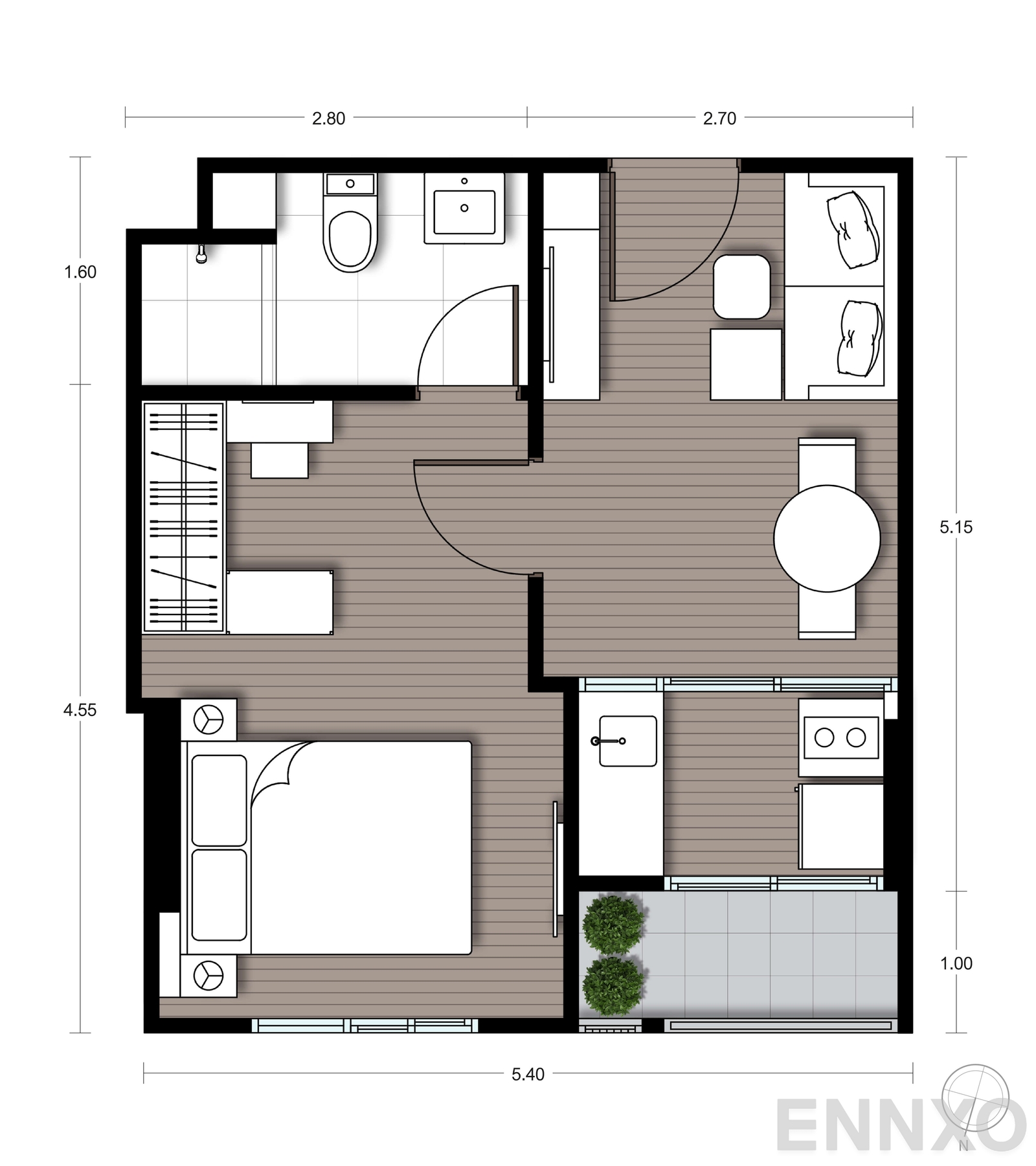 รูปแปลนห้อง A14 ของโครงการ นิว ซี - สแควร์ สวนหลวง สเตชั่น