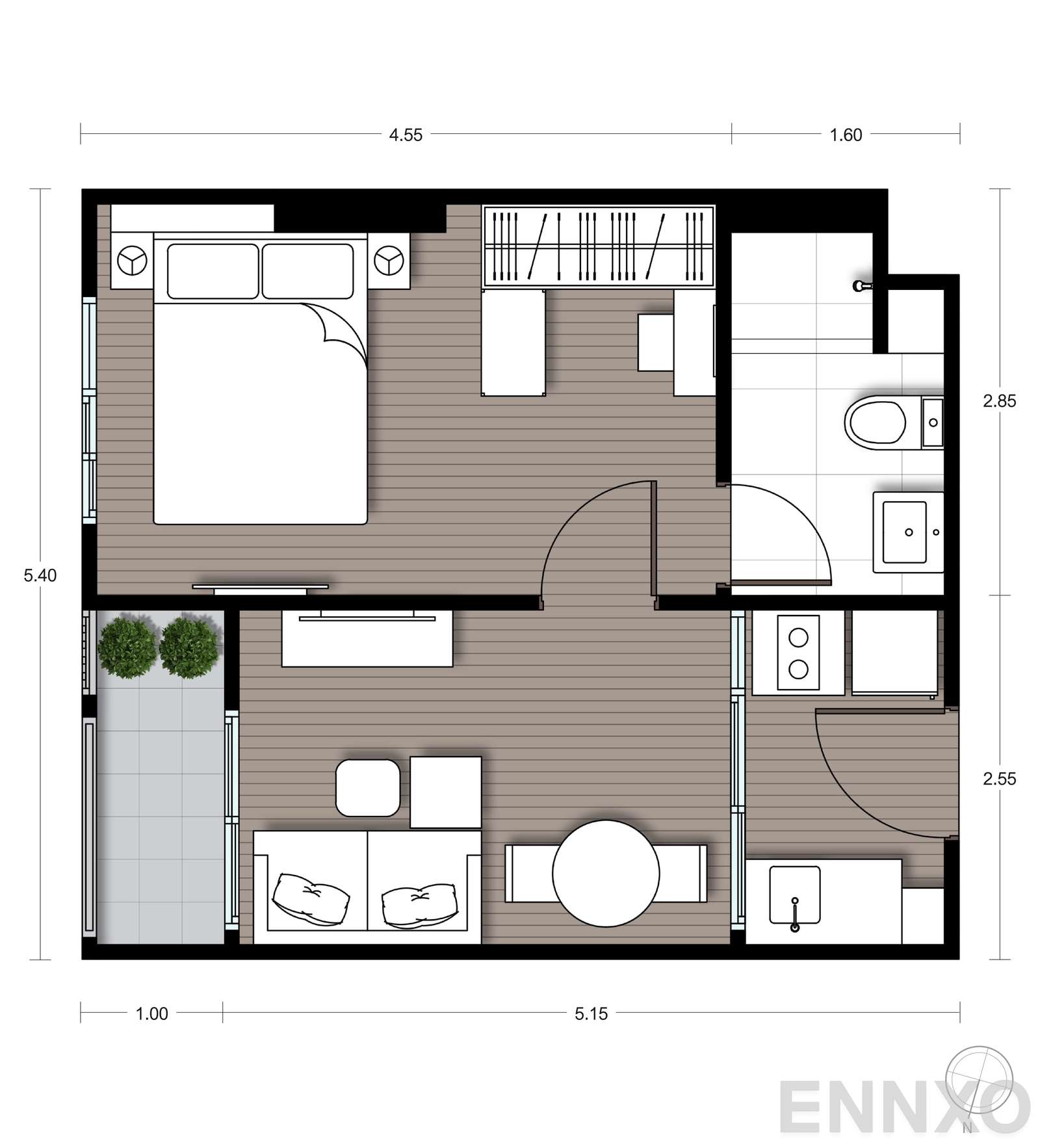 รูปแปลนห้อง A18 ของโครงการ นิว ซี - สแควร์ สวนหลวง สเตชั่น