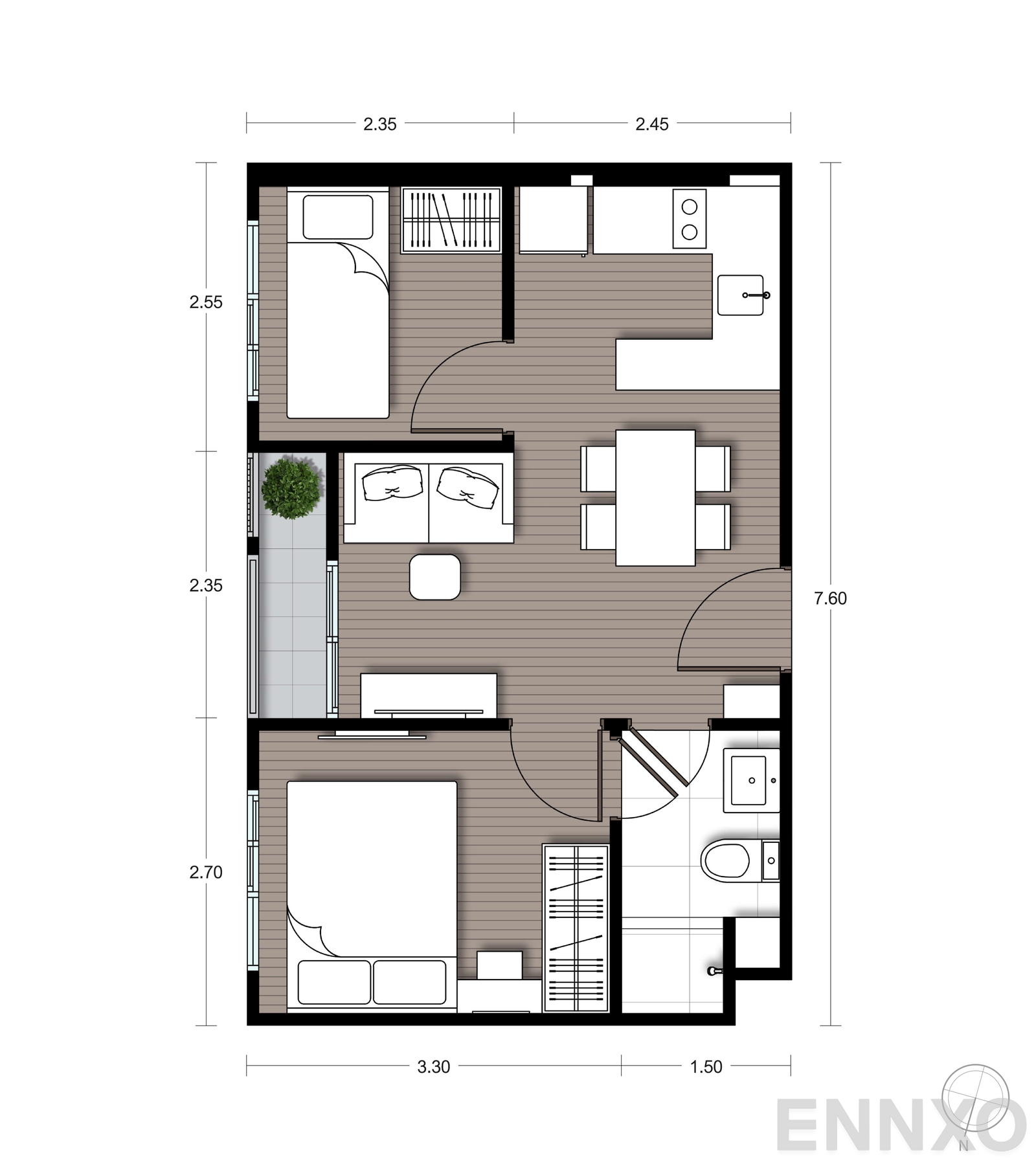 รูปแปลนห้อง B19 ของโครงการ นิว ซี - สแควร์ สวนหลวง สเตชั่น