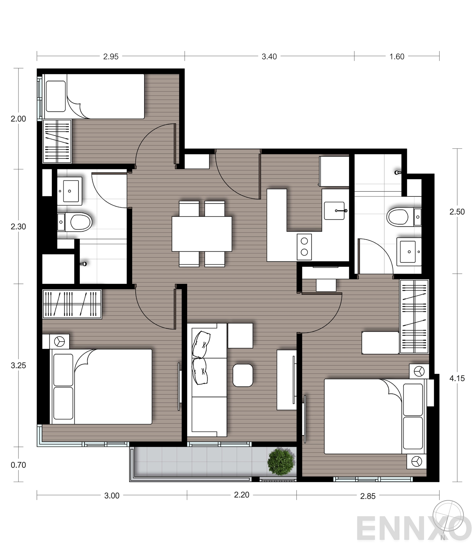 รูปแปลนห้อง C21 ของโครงการ นิว ซี - สแควร์ สวนหลวง สเตชั่น