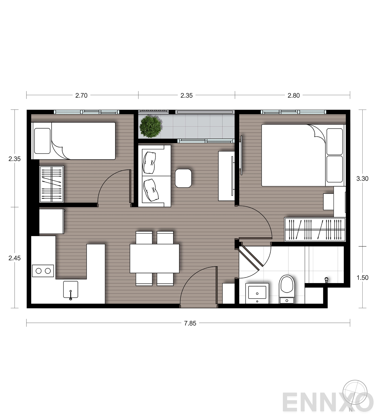 รูปแปลนห้อง B16 ของโครงการ นิว ซี - สแควร์ สวนหลวง สเตชั่น