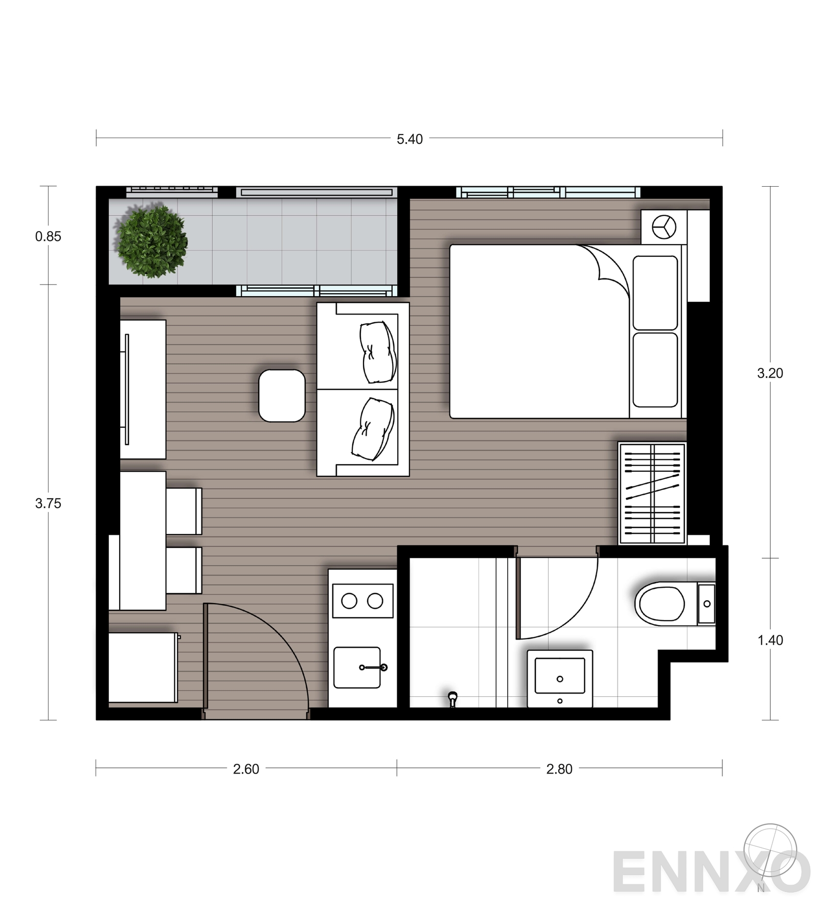 รูปแปลนห้อง S17 ของโครงการ นิว ซี - สแควร์ สวนหลวง สเตชั่น