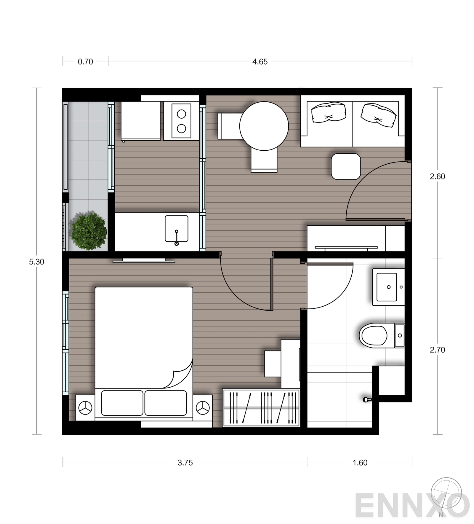 รูปแปลนห้อง A07 ของโครงการ นิว ซี - สแควร์ สวนหลวง สเตชั่น