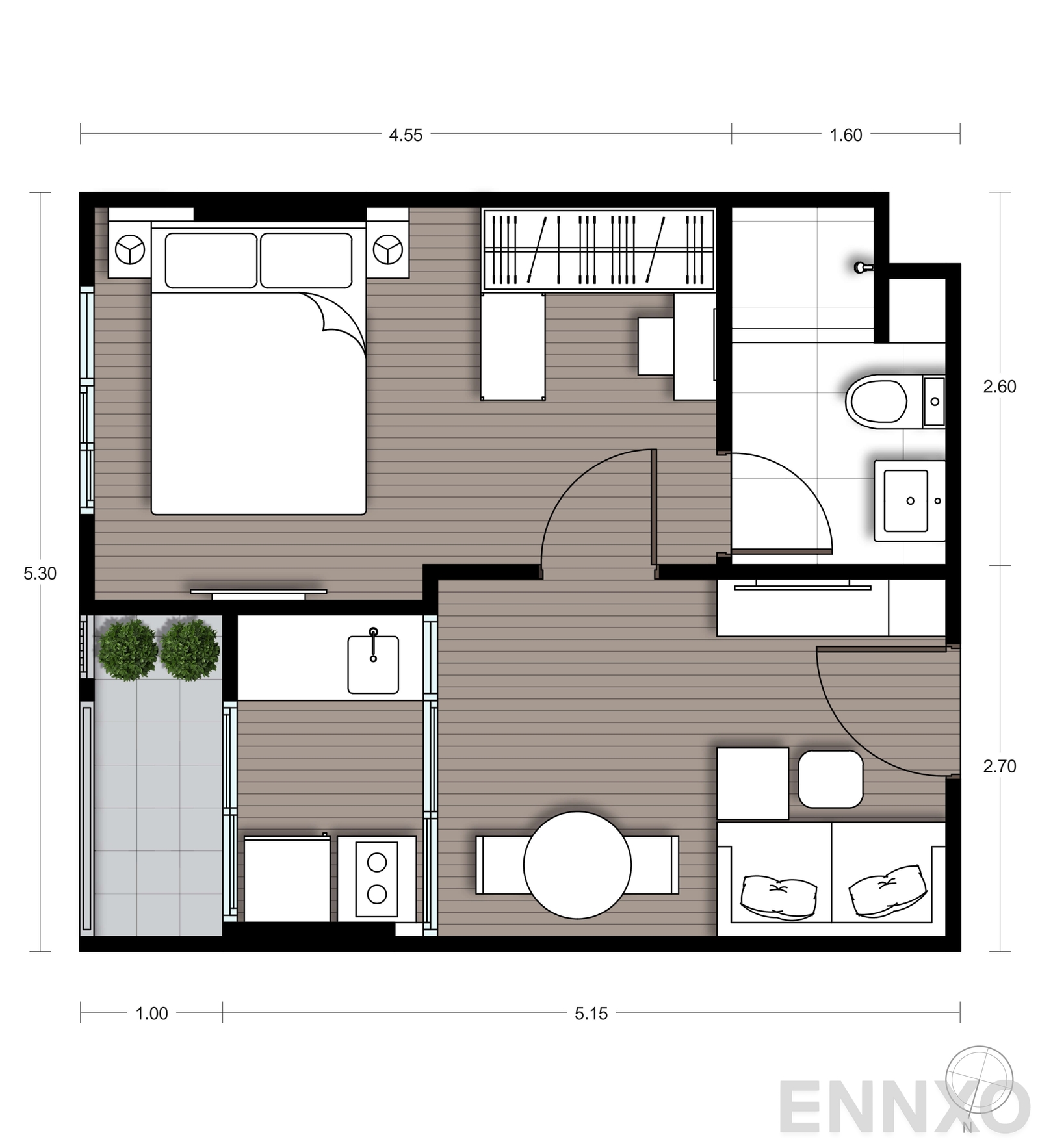 รูปแปลนห้อง A08 ของโครงการ นิว ซี - สแควร์ สวนหลวง สเตชั่น