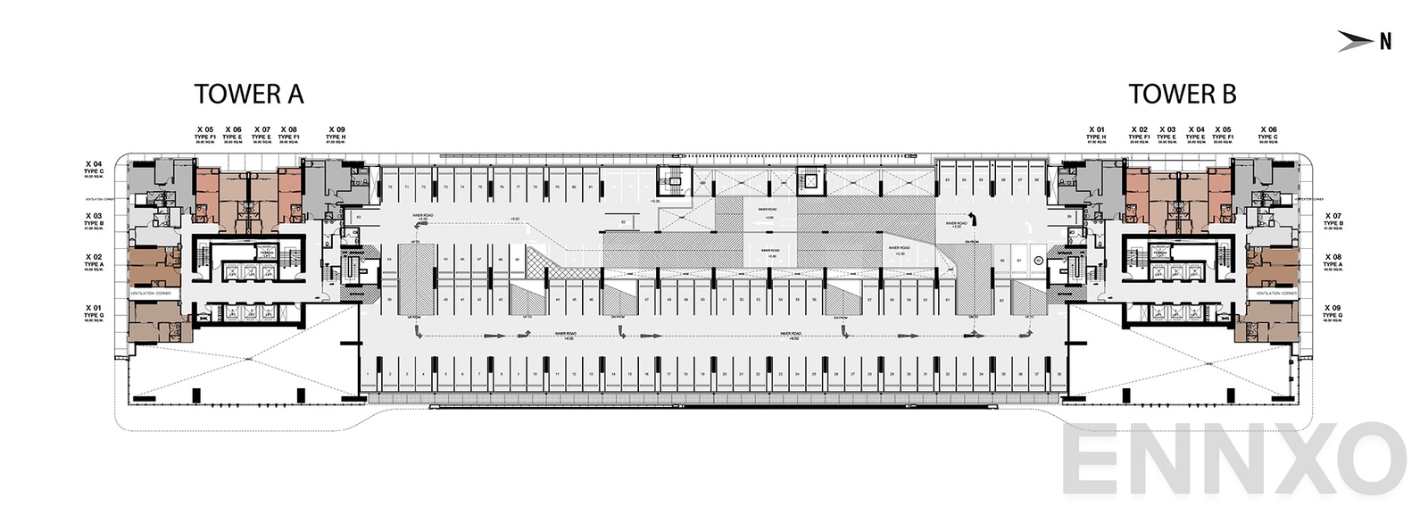 แปลนชั้น Floor 2 ของโครงการ One 9 Five Asoke - Rama 9