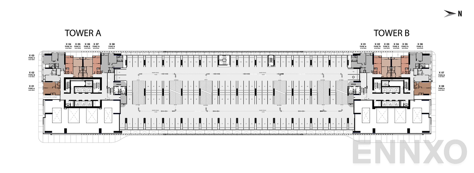 แปลนชั้น Floor 3 ของโครงการ One 9 Five Asoke - Rama 9