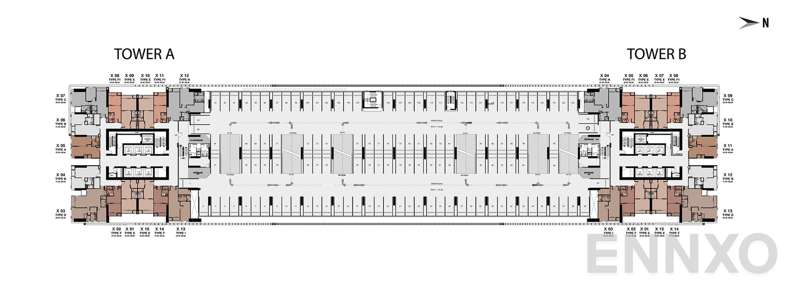แปลนชั้น Floor 4 ของโครงการ One 9 Five Asoke - Rama 9