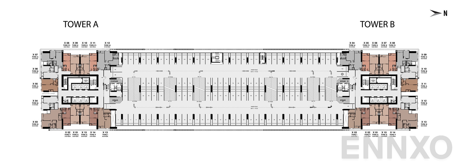 แปลนชั้น Floor 5 ของโครงการ One 9 Five Asoke - Rama 9