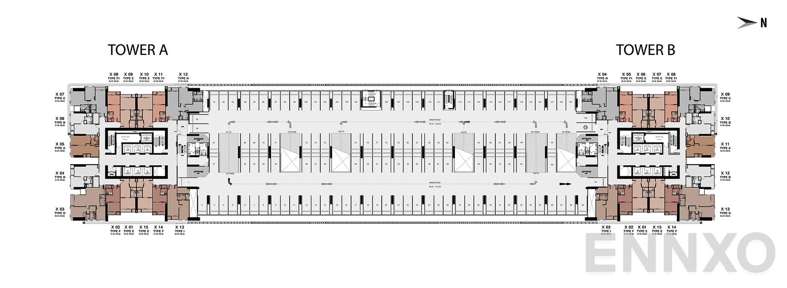 แปลนชั้น Floor 6 ของโครงการ One 9 Five Asoke - Rama 9