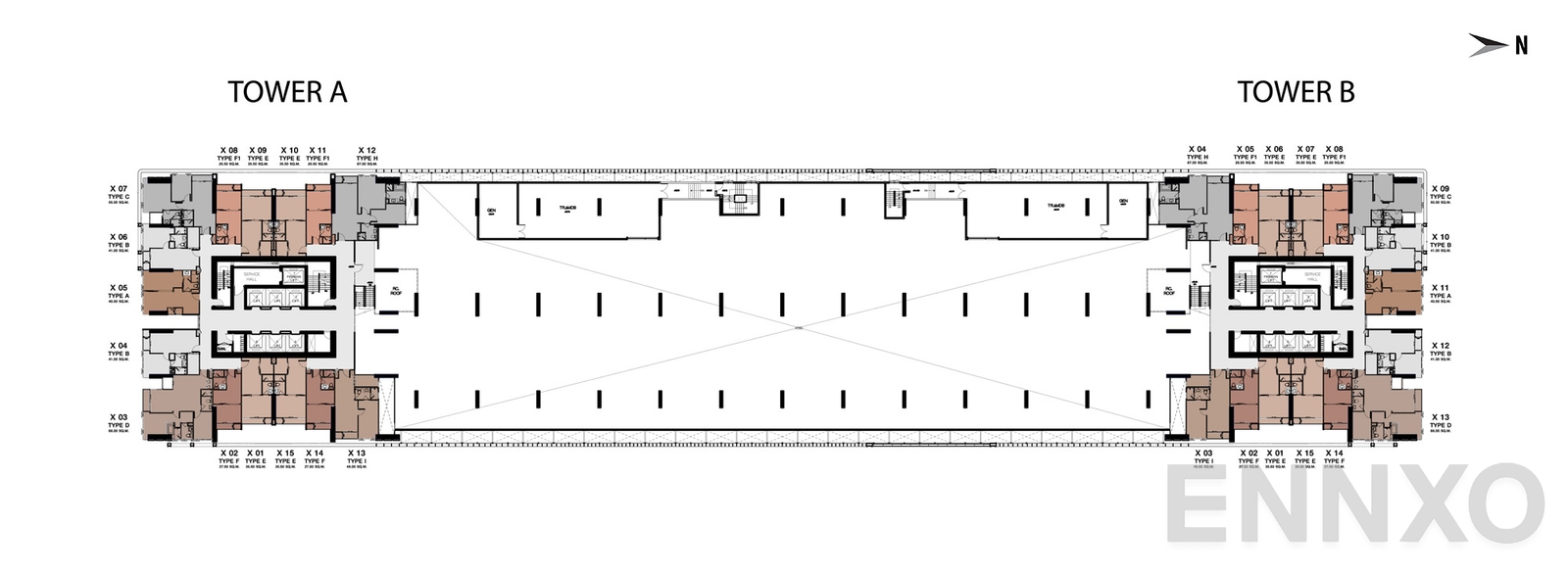 แปลนชั้น Floor 7 ของโครงการ One 9 Five Asoke - Rama 9