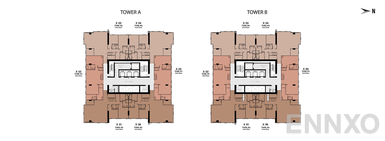 แปลนชั้น Floor 59 ของโครงการ One 9 Five Asoke - Rama 9