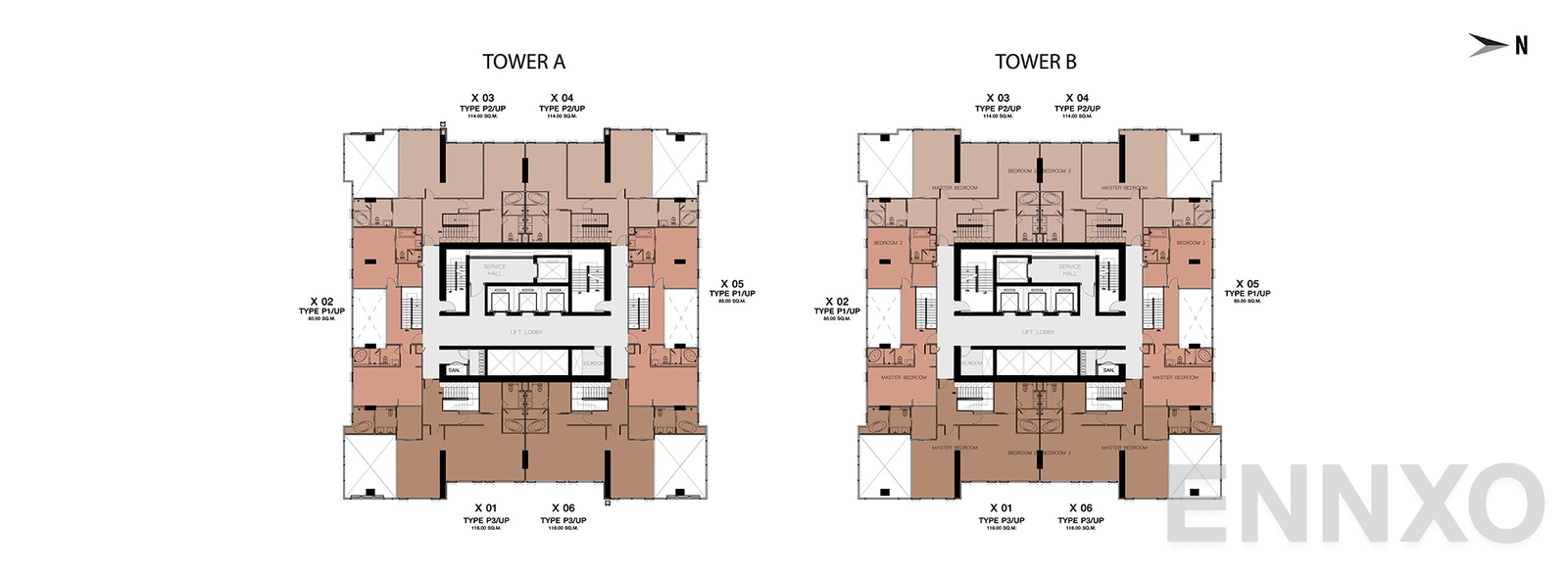 แปลนชั้น Floor 60 ของโครงการ One 9 Five Asoke - Rama 9