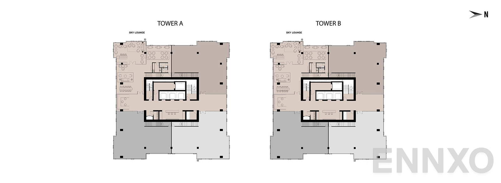 แปลนชั้น Floor 61 Lower ของโครงการ One 9 Five Asoke - Rama 9