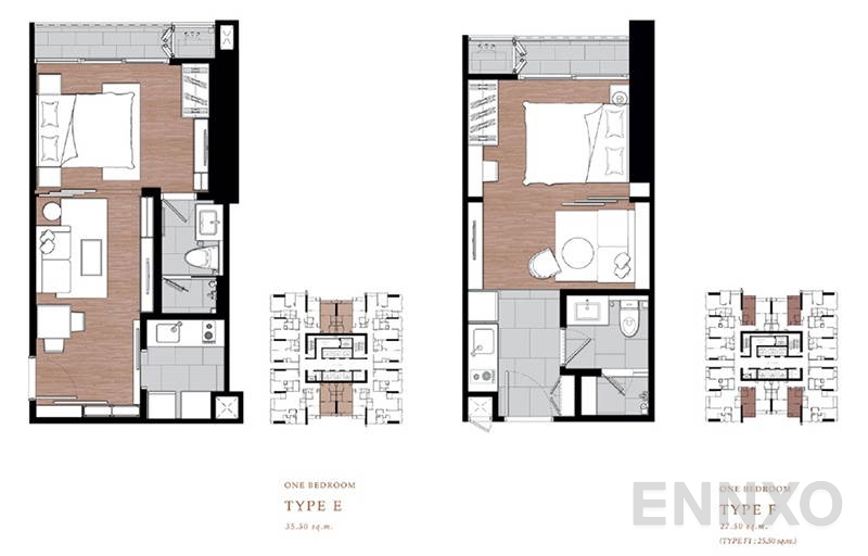 รูปแปลนห้อง 1 Bedroom Junior Suite โครงการ วันไนน์ไฟว์ อโศก-พระราม 9