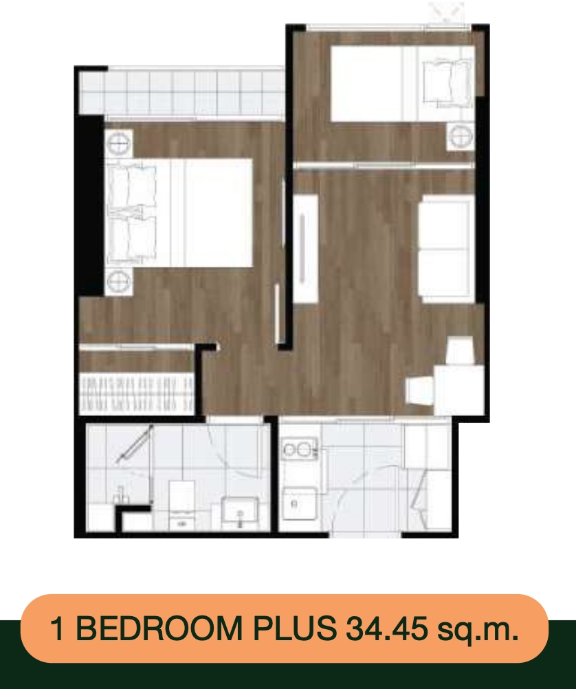 รูปแปลนห้อง BEDROOM PLUS ของโครงการ ออริจิ้น เพลส บางนา
