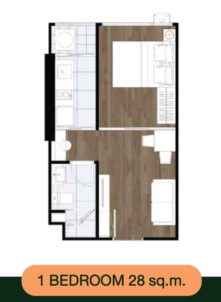 รูปแปลนห้อง BEDROOM ของโครงการ ออริจิ้น เพลส บางนา